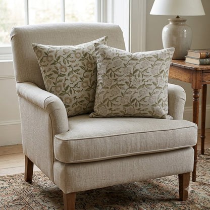 Whitley Grey Linen Block Print Pillow Cover