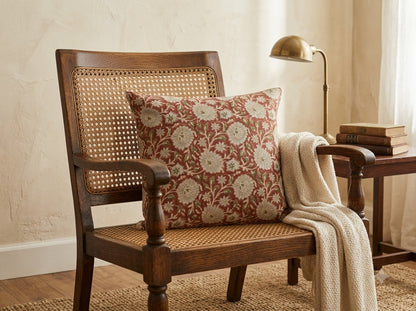 Alexis  Terracotta Linen Block Print Pillow Cover