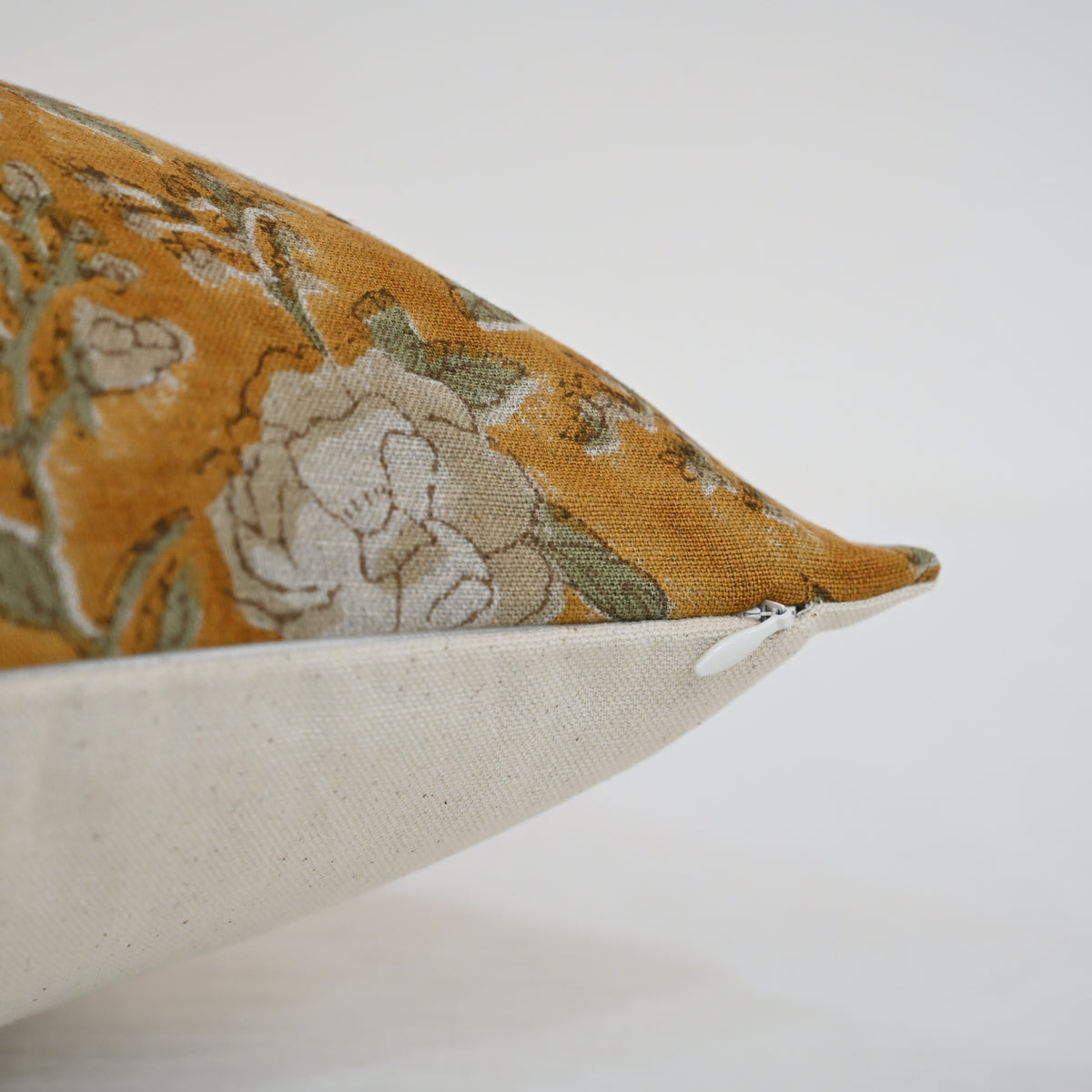 Madelyn Yellow Linen Block Print Pillow Cover