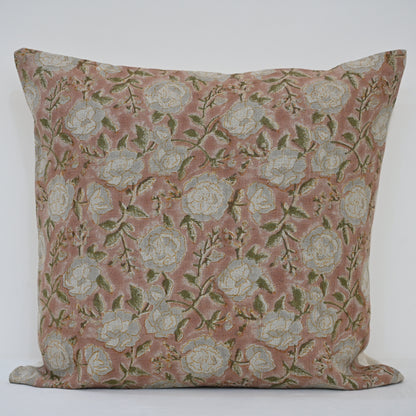 Madelyn Off-White Linen Block Print Pillow Cover