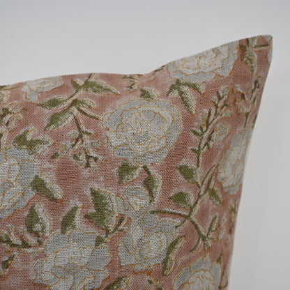 Madelyn Off-White Linen Block Print Pillow Cover