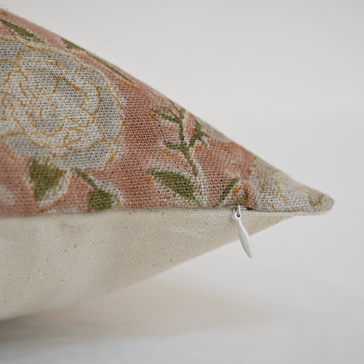 Madelyn Off-White Linen Block Print Pillow Cover