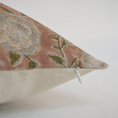 Madelyn Off-White Linen Block Print Pillow Cover