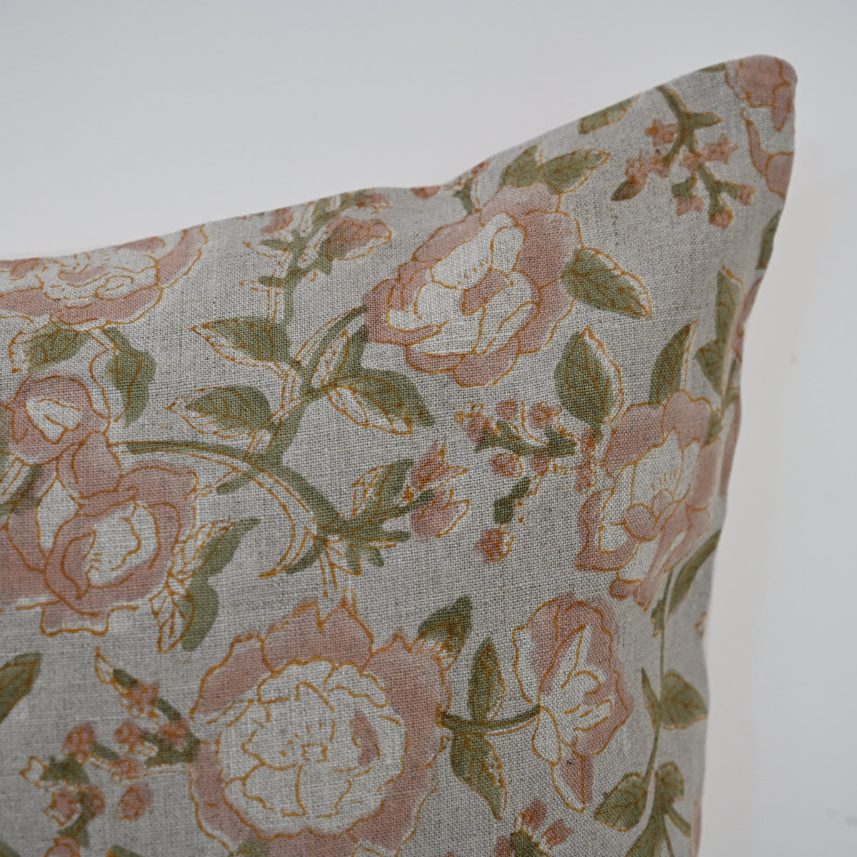 Madelyn Blush Linen Block Print Pillow Cover