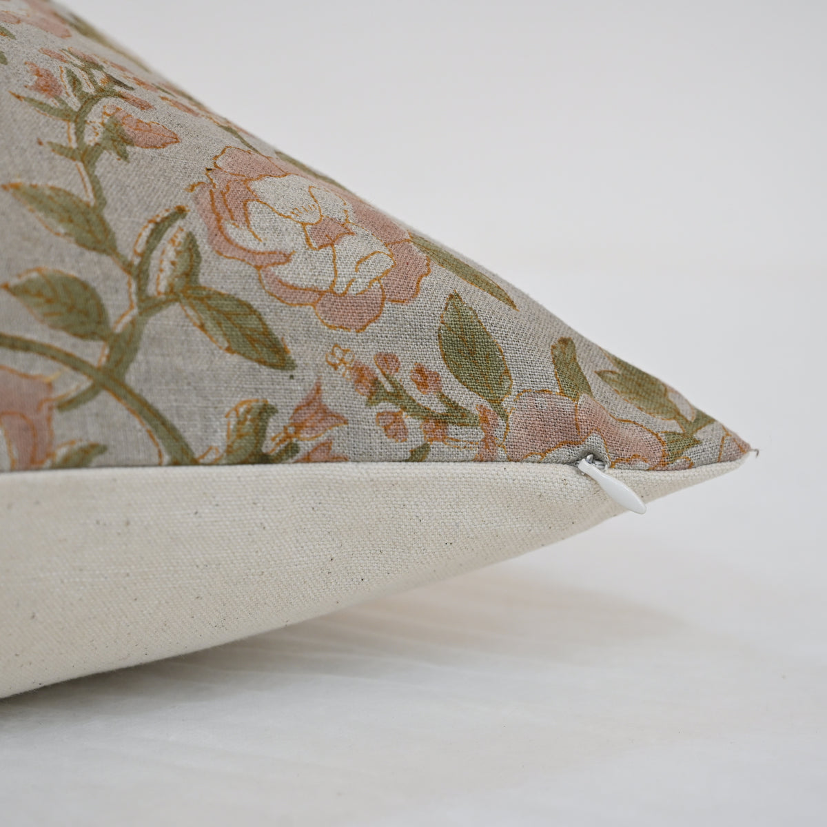 Madelyn Blush Linen Block Print Pillow Cover