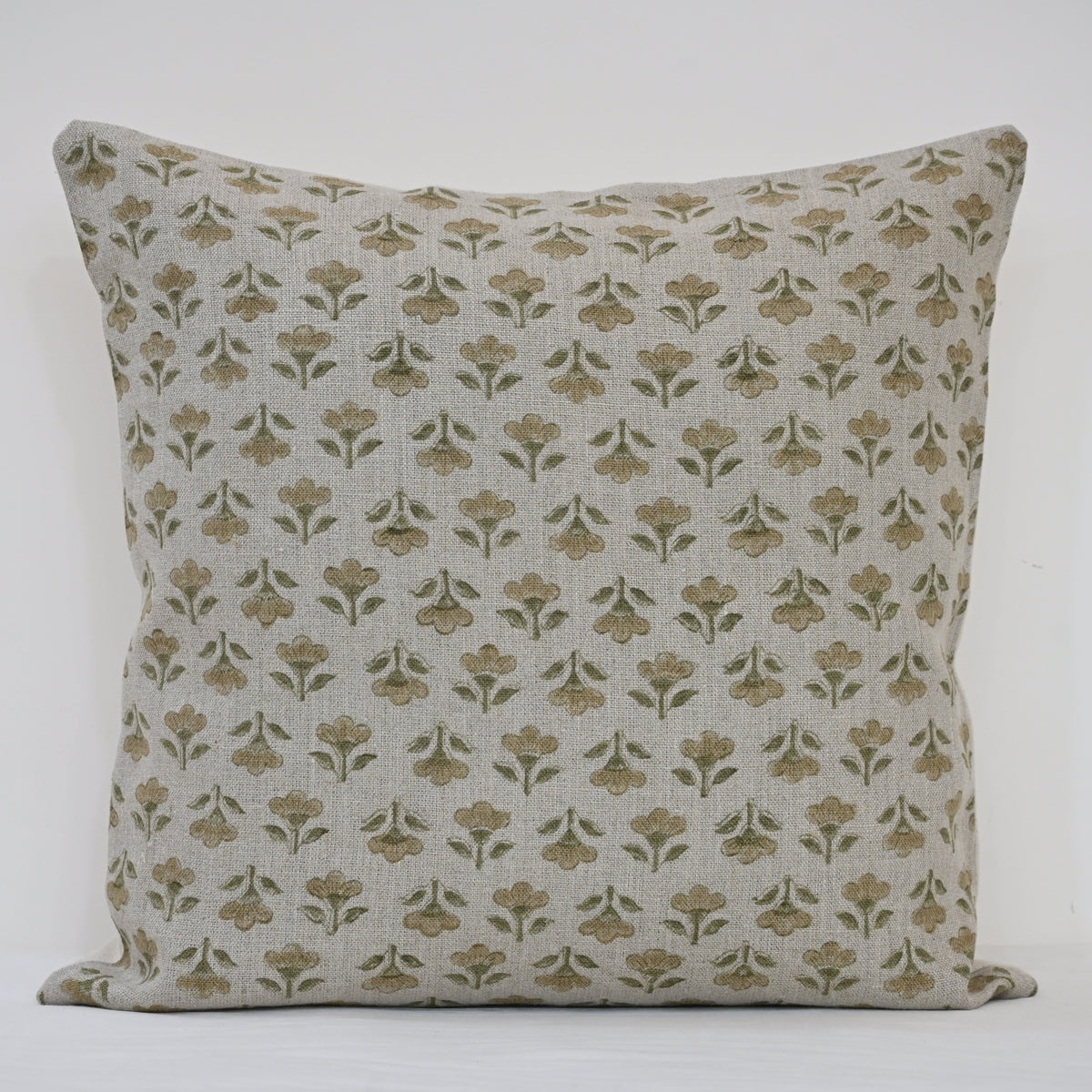 Madeline Gold Linen Block Print Pillow Cover