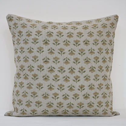 Madeline Gold Linen Block Print Pillow Cover