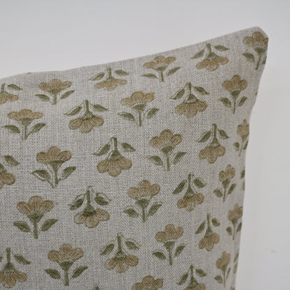 Madeline Gold Linen Block Print Pillow Cover