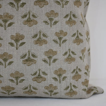 Madeline Gold Linen Block Print Pillow Cover