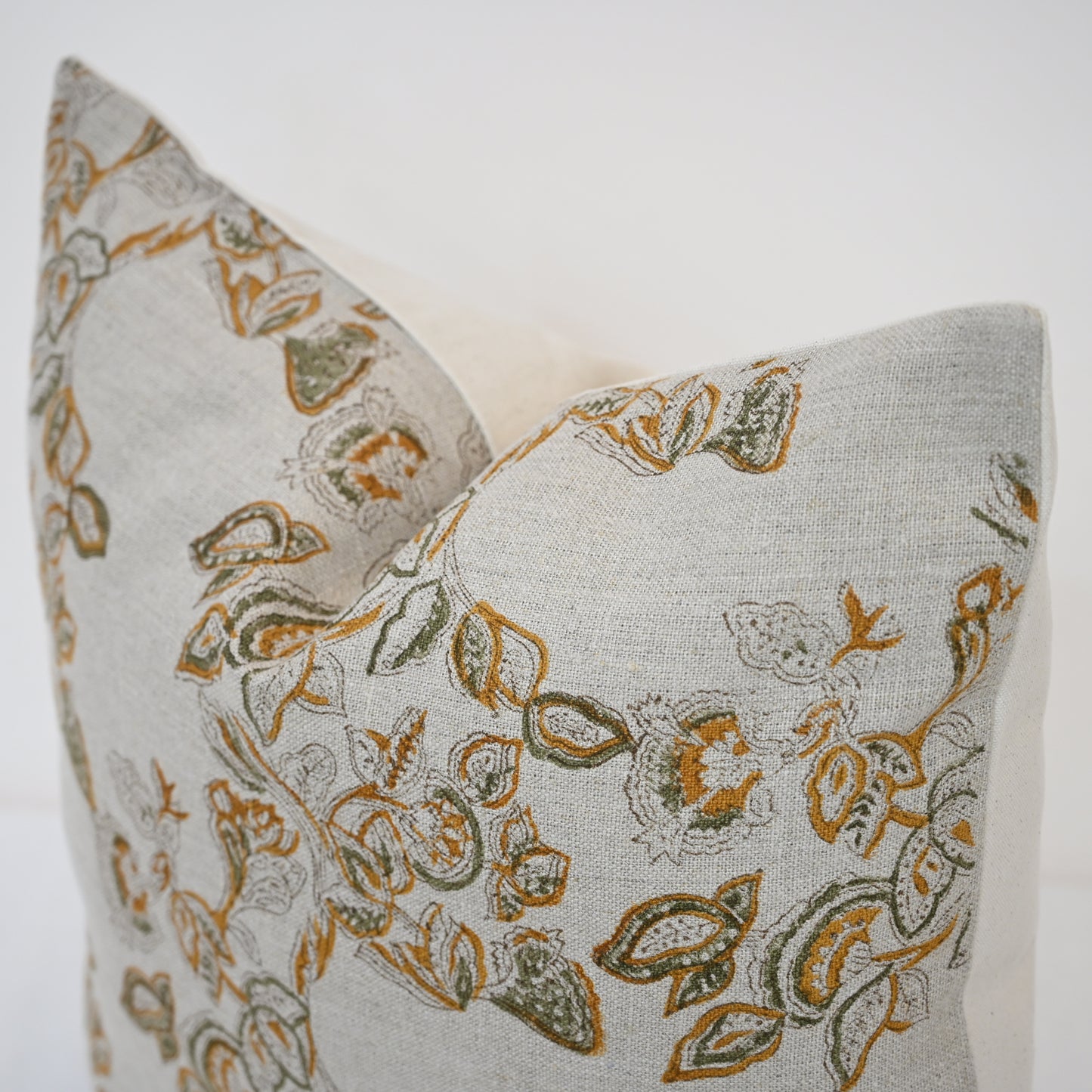 Faith Beige Block Print Pillow Cover