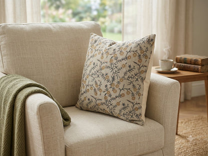 Bailey Slate Linen Block Print Pillow Cover