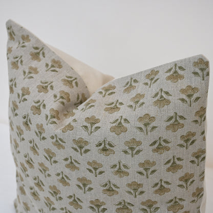 Madeline Gold Linen Block Print Pillow Cover