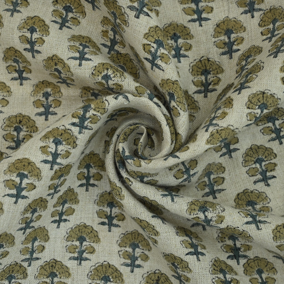 Diana Geometric Linen Block Print Fabric