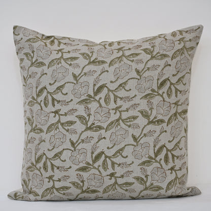 Whitley Grey Linen Block Print Pillow Cover
