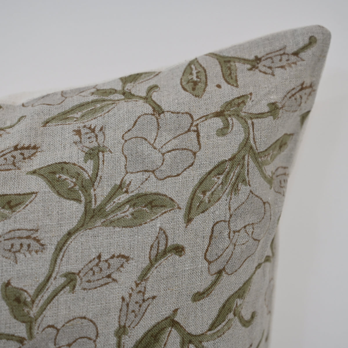 Whitley Grey Linen Block Print Pillow Cover