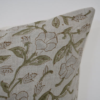Whitley Grey Linen Block Print Pillow Cover