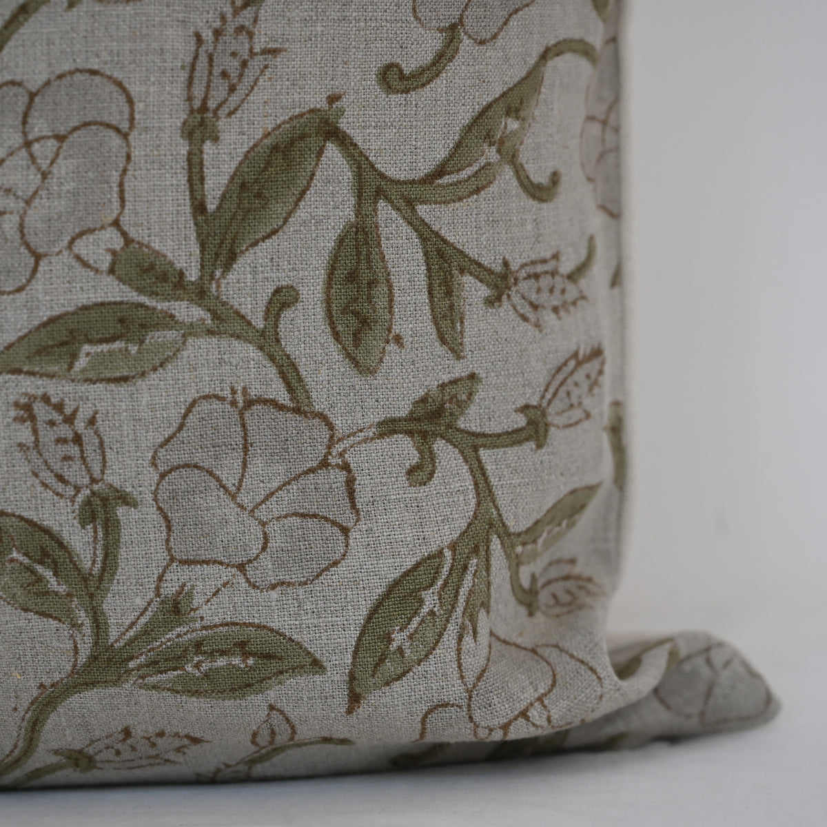 Whitley Grey Linen Block Print Pillow Cover