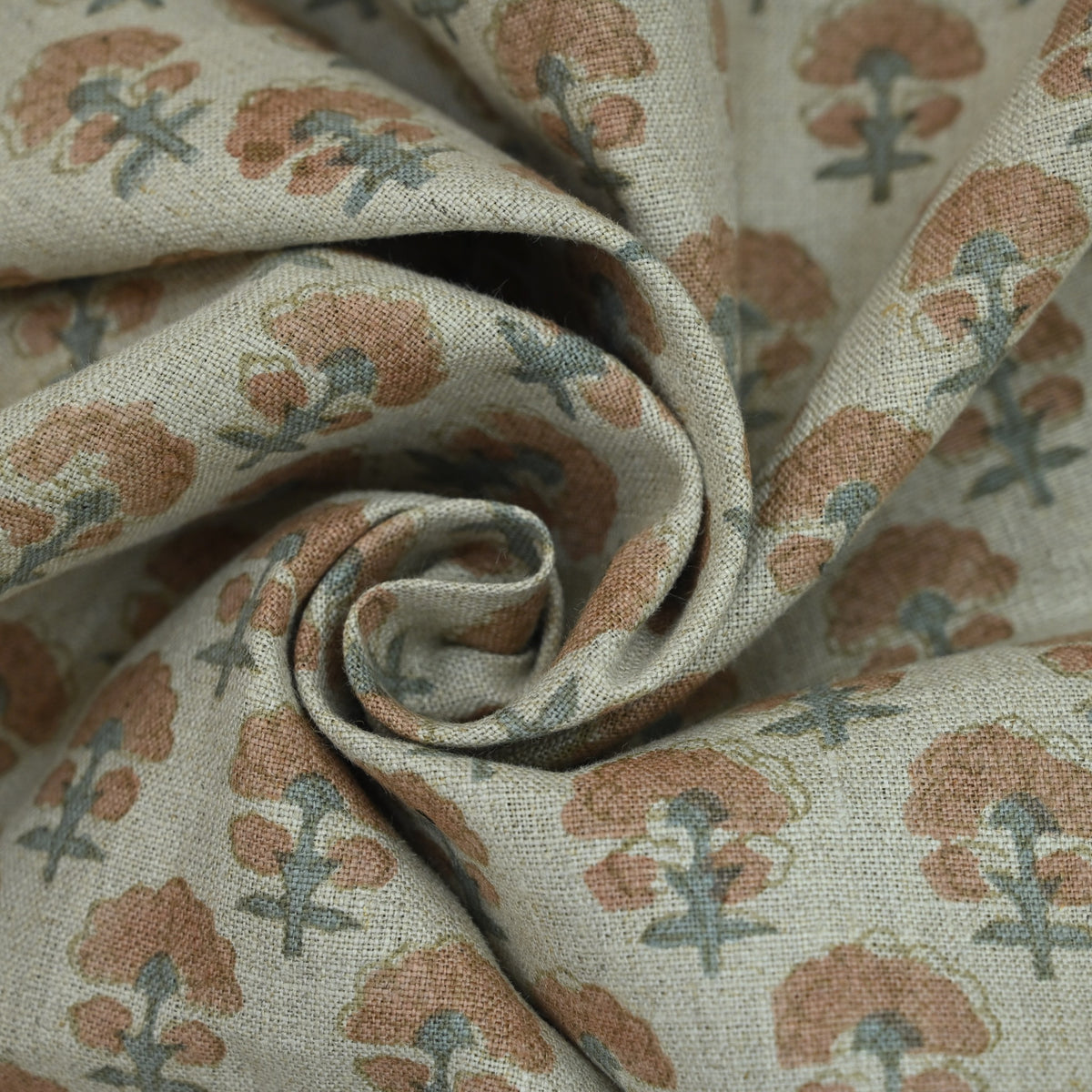 Diana Geometric Linen Block Print Fabric