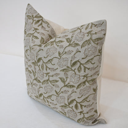 Whitley Grey Linen Block Print Pillow Cover