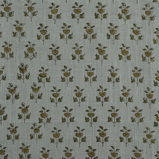Yllom Floral Block Print Solid Linen Fabric
