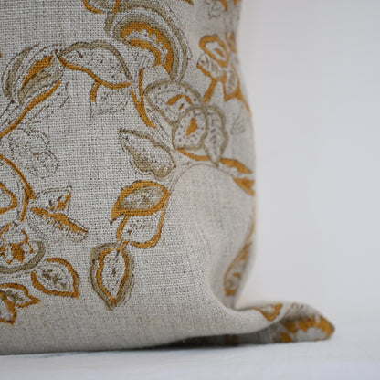 Faith Beige Block Print Pillow Cover