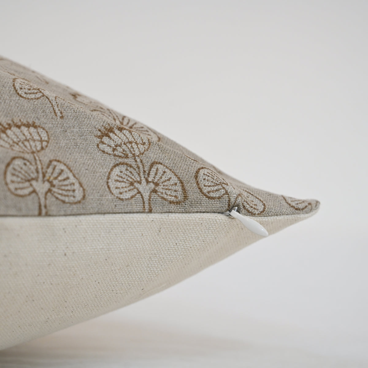 Joanna Sepia Linen Block Print Pillow Cover