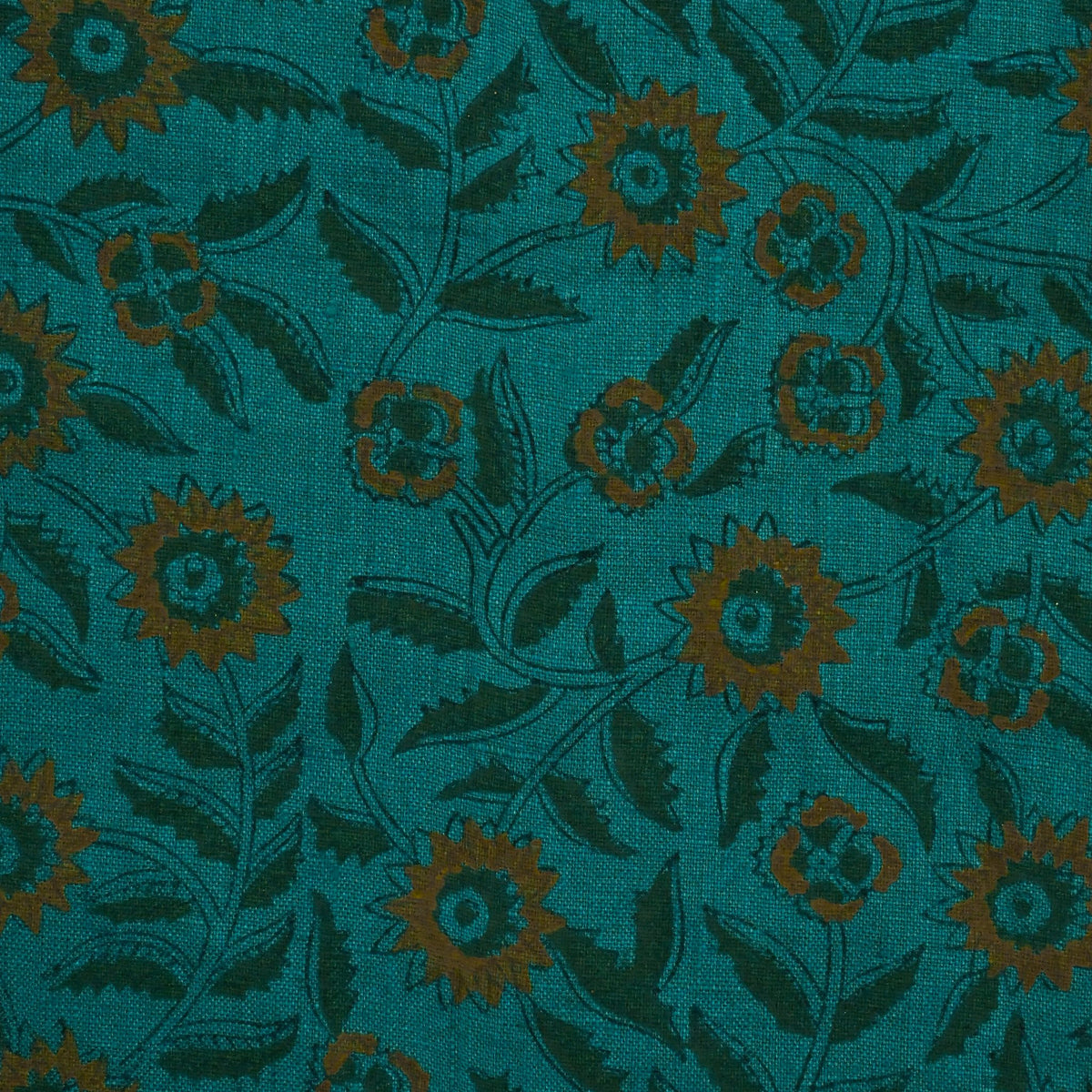 Estelle Floral Linen Block Print Fabric