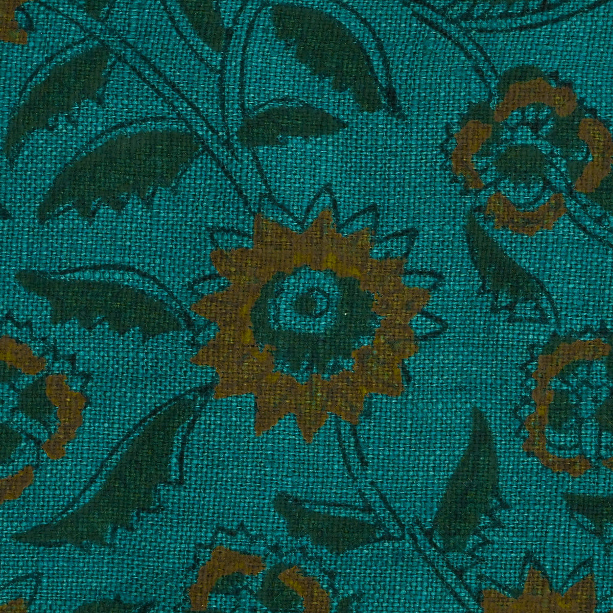 Estelle Floral Linen Block Print Fabric