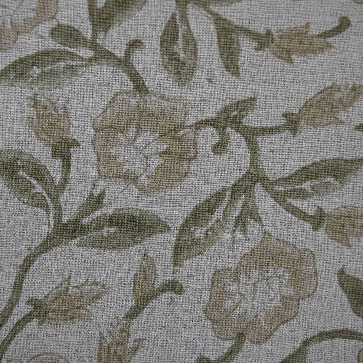 Whitley Tan Linen Block Print Pillow Cover