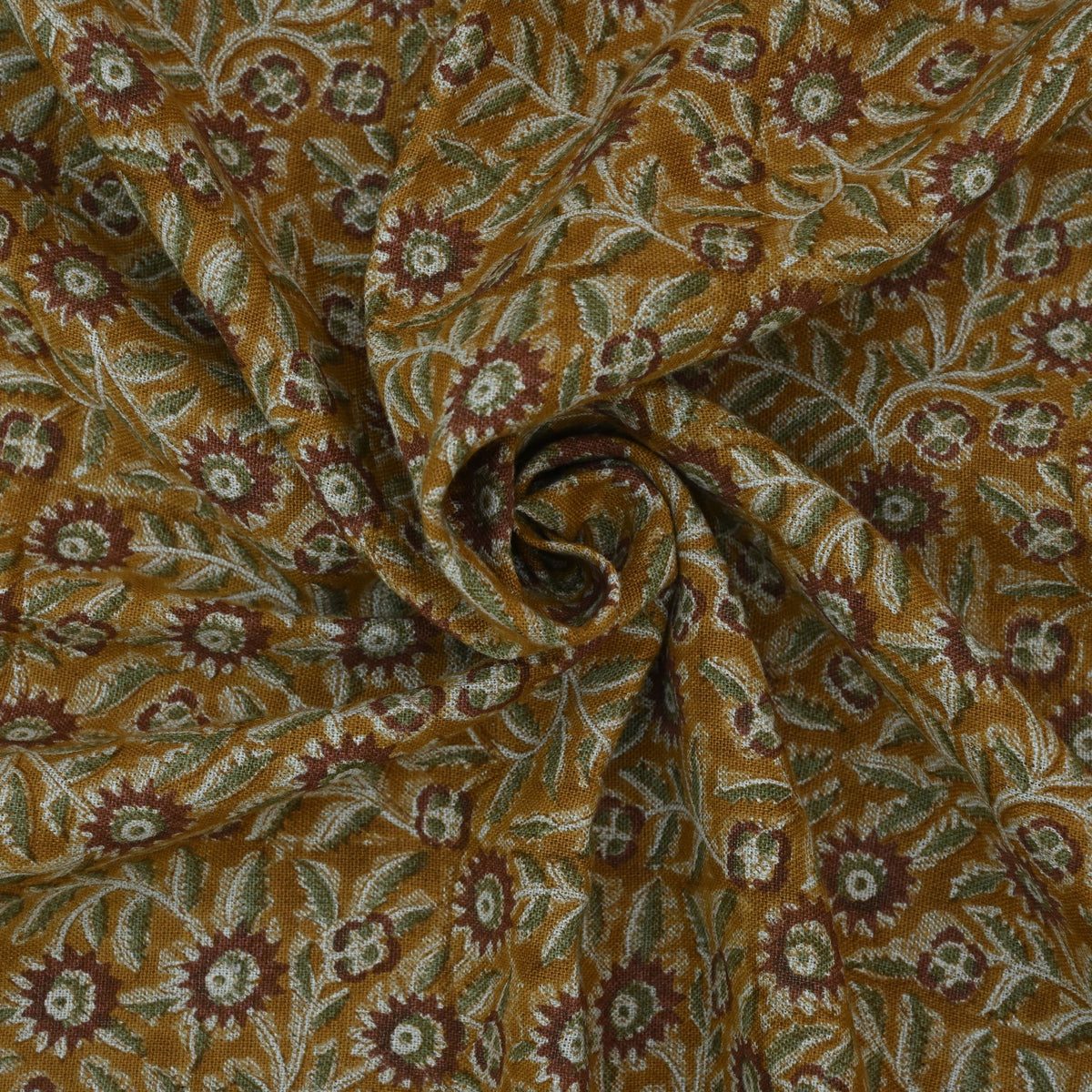 Estelle Floral Linen Block Print Fabric