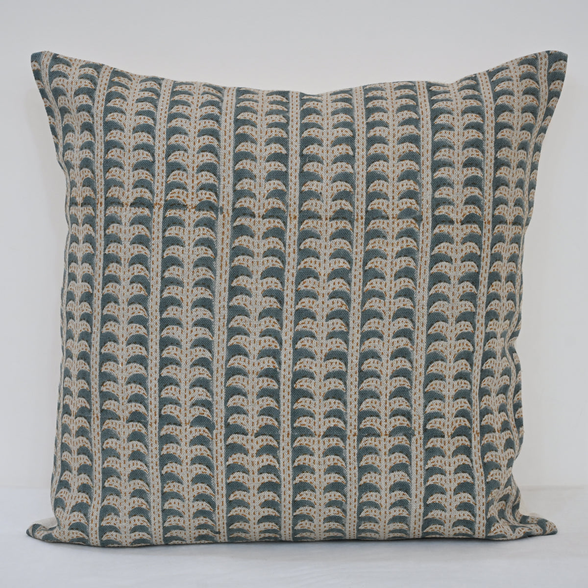 Kylie Slate Linen Block Print Pillow Cover