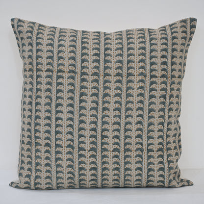 Kylie Slate Linen Block Print Pillow Cover