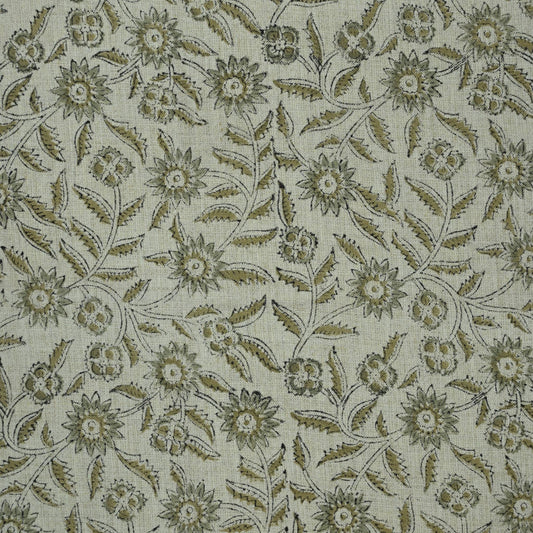 Estelle Floral Linen Block Print Fabric