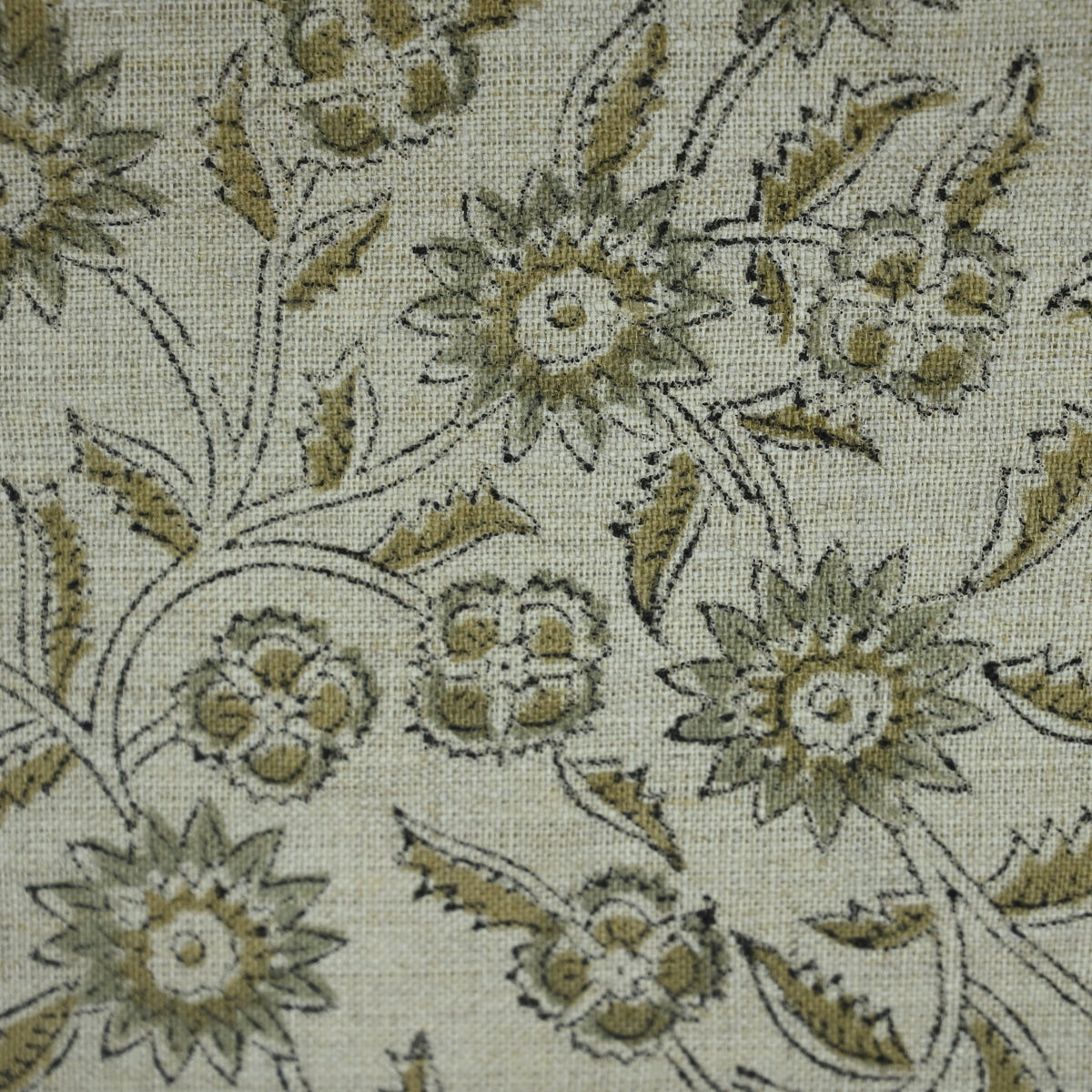 Estelle Floral Linen Block Print Fabric