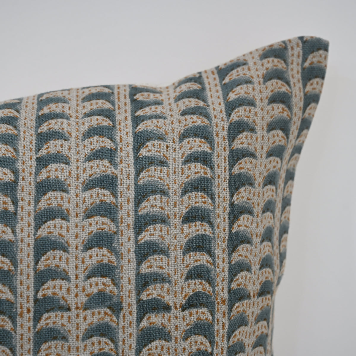 Kylie Slate Linen Block Print Pillow Cover