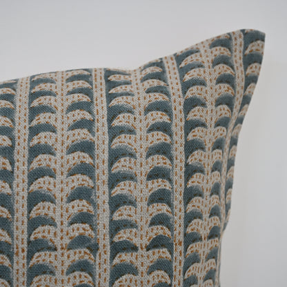 Kylie Slate Linen Block Print Pillow Cover