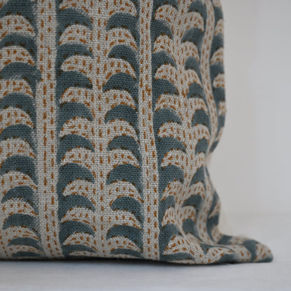 Kylie Slate Linen Block Print Pillow Cover