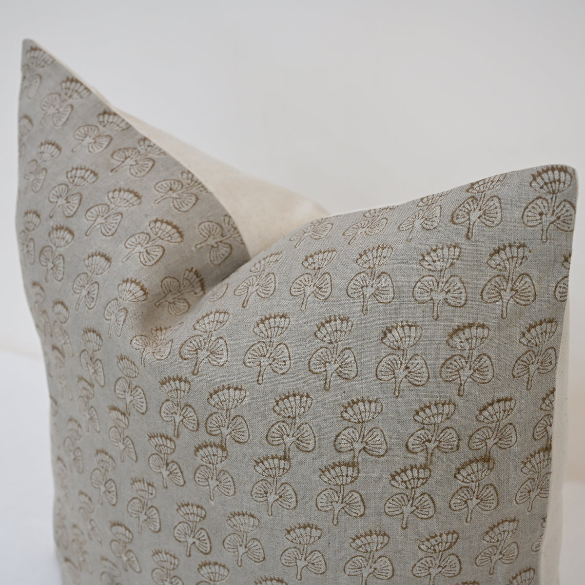 Joanna Sepia Linen Block Print Pillow Cover