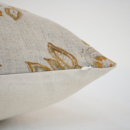 Faith Beige Block Print Pillow Cover