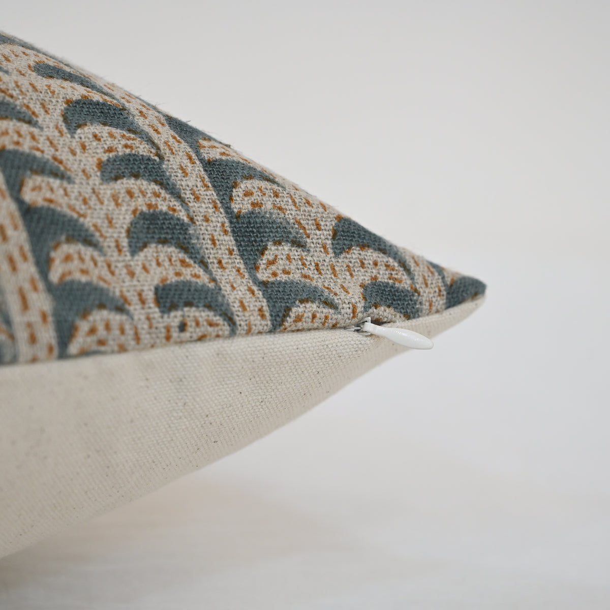 Kylie Slate Linen Block Print Pillow Cover