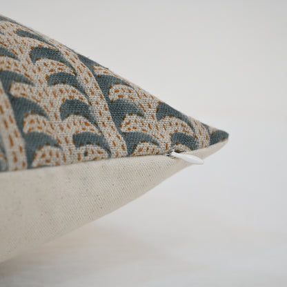 Kylie Slate Linen Block Print Pillow Cover