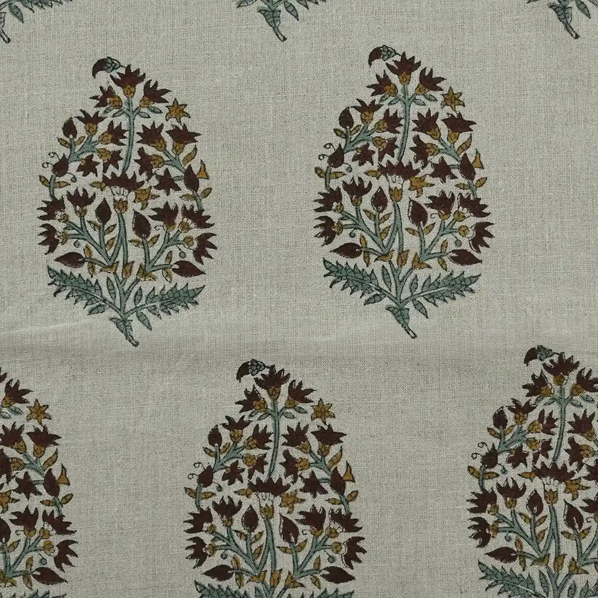 Sirelle Floral Block Print Linen Fabric