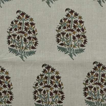 Sirelle Floral Block Print Linen Fabric