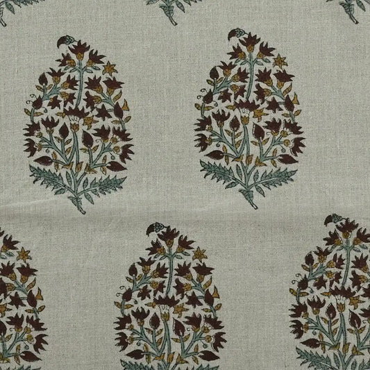 Sirelle Floral Block Print Linen Fabric