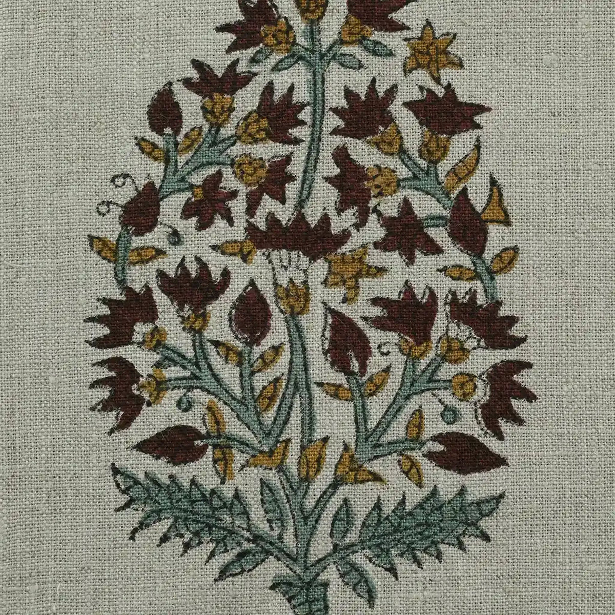 Sirelle Floral Block Print Linen Fabric