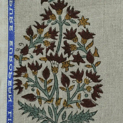 Sirelle Floral Block Print Linen Fabric