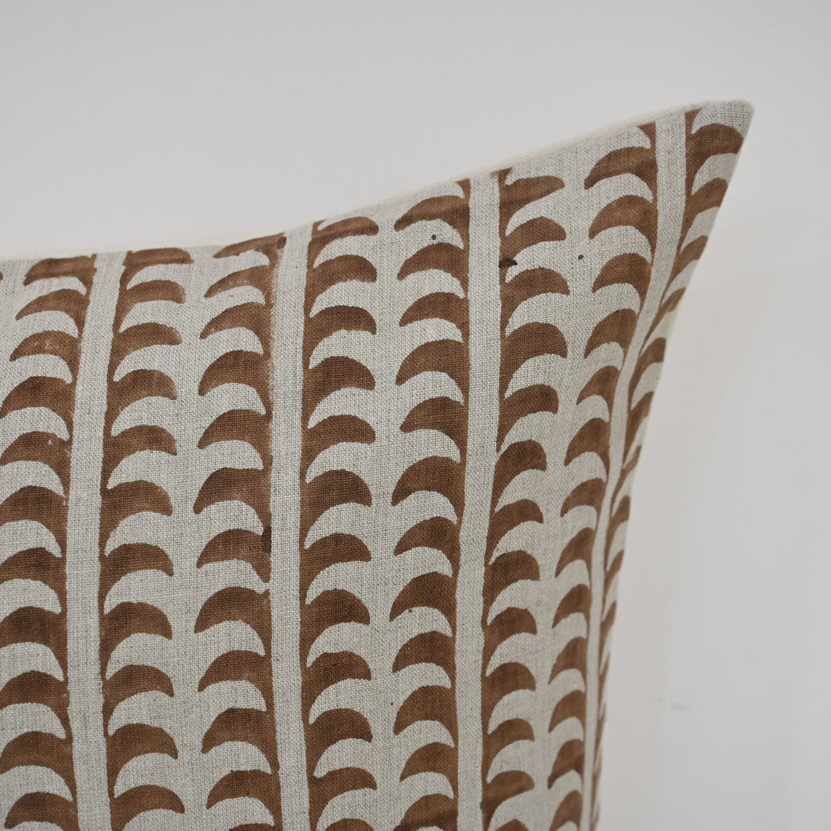 Kylie Chestnut Linen Block Print Pillow Cover