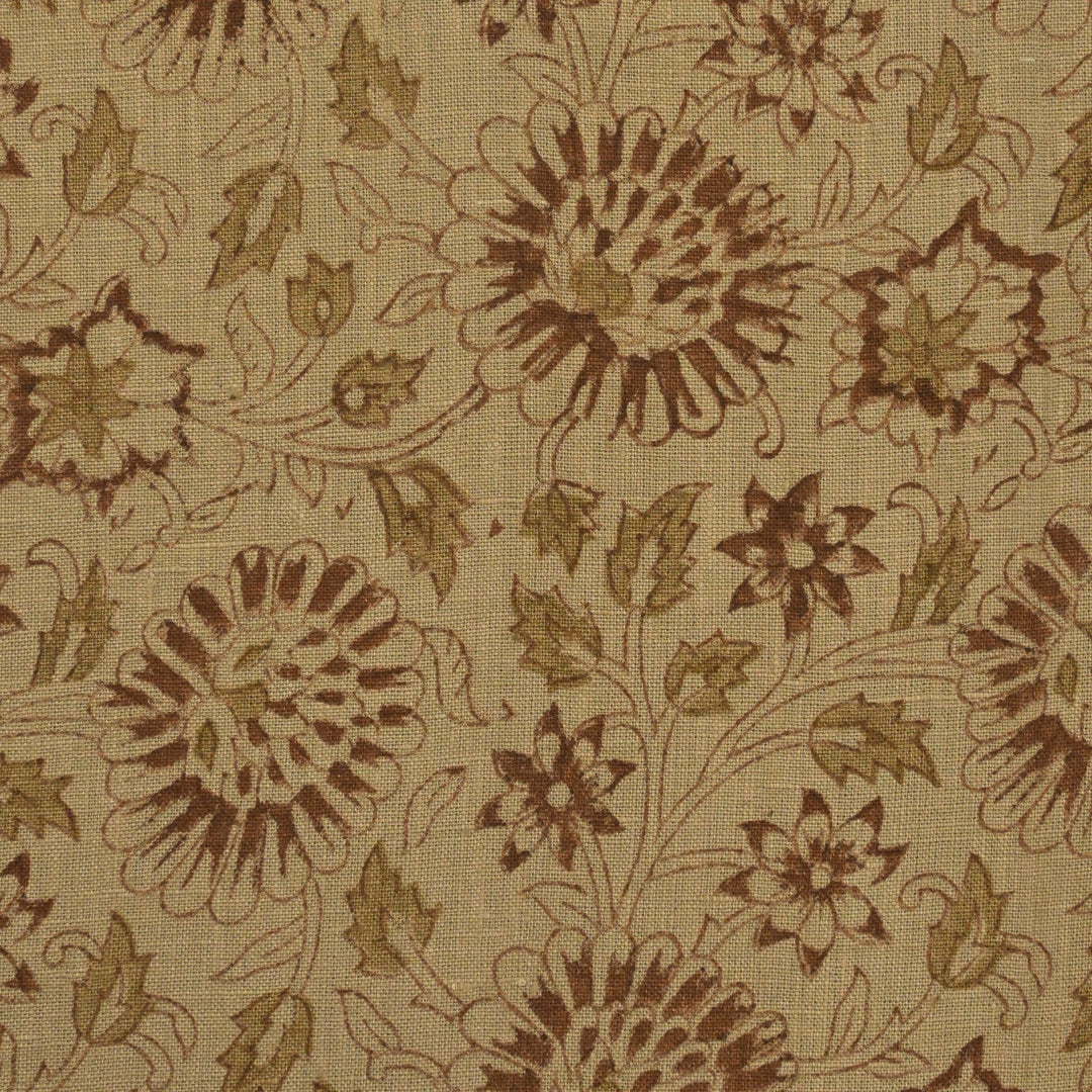 Dahlina Artisan Block Print Linen Fabric