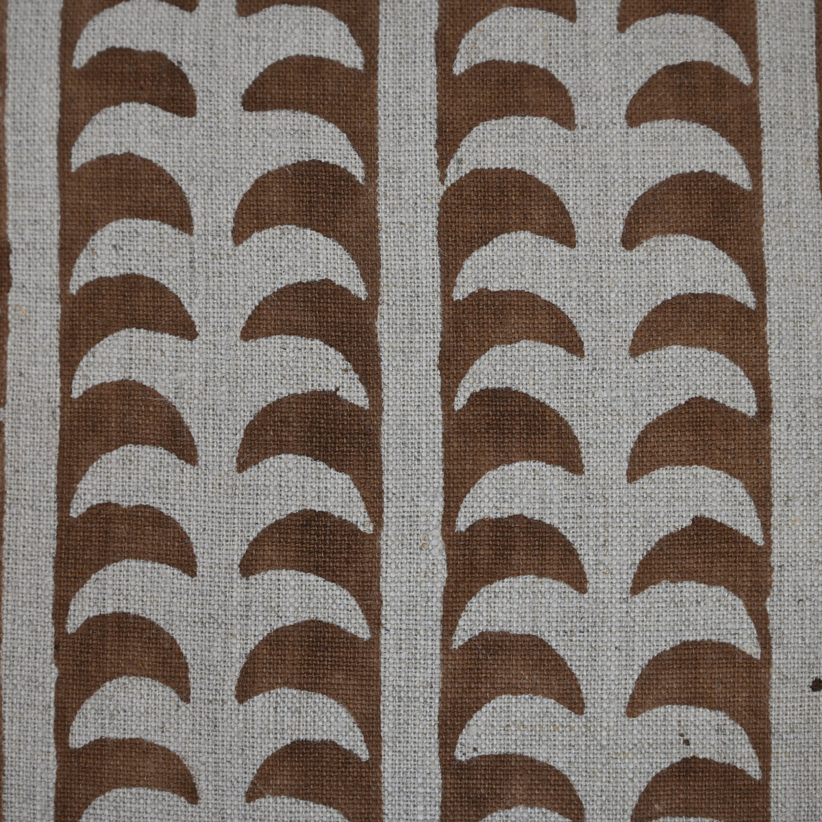 Kylie Chestnut Linen Block Print Pillow Cover