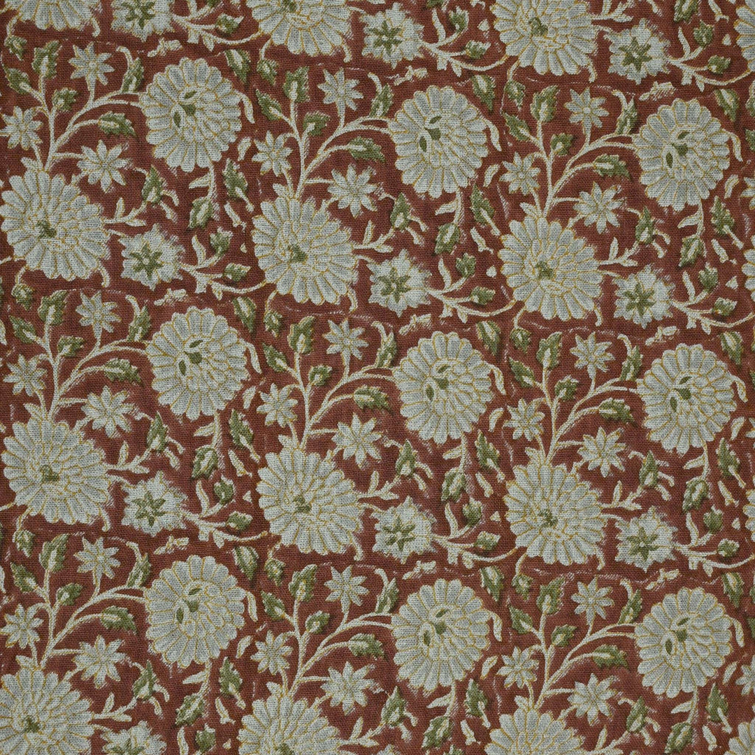 Dahlina Artisan Block Print Linen Fabric